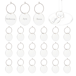 Прозрачный 24шт прозрачные пустые акриловые подвески для бокалов, с фурнитурой для серег латунным обручем, плоско-круглые, прозрачные, 59 мм, 24 шт / комплект