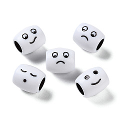 Черный Непрозрачный акрил европейского бисера, ремесла стиль, бусины с большим отверстием, бочка с улыбкой, чёрные, 11x10 мм, отверстие : 5.5 мм, Около 1000 шт / 500 г