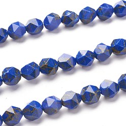 Синий Синтетические бирюзовые бусины с золотой линией, звезды вырезать круглые бусы, граненые, окрашенные, синие, 7.5~8 мм, отверстие : 1.2 мм, около 47 шт / нитка, 15.55 дюйм (39 см)