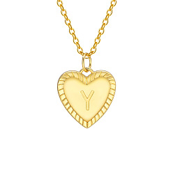 Letter Y Золотистый тон латунный кабель цепочка буква сердце кулон ожерелья для женщин, Письмо Y, 15.75 дюйм (40 см)