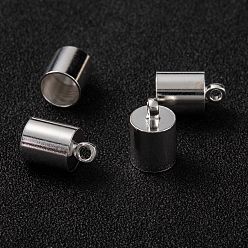 Посеребрённый Латуни мозг заканчивается, Торцевые крышки, долговечный, колонка, 925 серебро покрытием, 12.5x8 мм, отверстие : 2 мм, внутренний диаметр: 7 мм