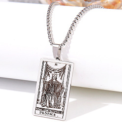 Нержавеющая Сталь Цвет Ретро хип-хоп 304 ожерелья с подвесками таро из нержавеющей стали для мужчин, цвет нержавеющей стали, 24.02 дюйм (61 см)