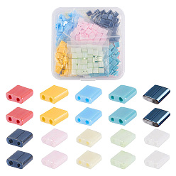 (52) Непрозрачная лаванда 500 шт. 10 цвета 2 стеклянный бисер с отверстиями, непрозрачных цветов, квадратный, разноцветные, 5x4.5~5.5x2~2.5 мм, отверстие : 0.5~0.8 мм, 50 шт / цвет