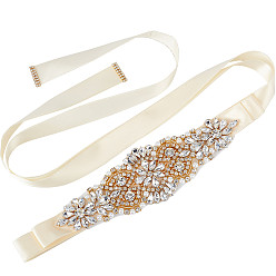Jaune Champagne Ceinture de mariée de mariage pour robe de mariée, avec strass cristal, jaune champagne, 105.31 pouce (267.5 cm) de long
