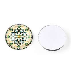 Разноцветный Кабошоны из стекла, полукруглый с калейдоскопом, красочный, 25x7.5 мм