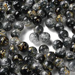 Черный Прозрачных бусин акриловые треск, волочильных стиле, круглые, два тона, чёрные, 10x9.5 мм, отверстие : 2 мм, 909 шт / 500 г