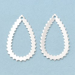 Посеребрённый Латунные филигранные подвески, без кадмия и без свинца, очарование слезы, 925 серебро покрытием, 23x14x0.5 мм, отверстие : 1.2 мм