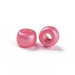 Pale Violet Red Plastic Pearlized Beads, Barrel, Pale Violet Red, 9x6mm, Hole: 3.5mm, about 1900pcs/500g.