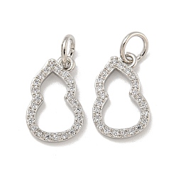 Платина Латунные микро проложить кубического циркония подвески, и кольцо для прыжков, долговечный, без свинца и без кадмия, Горлянка, платина, 15x10x2 мм, отверстие : 4.5 мм