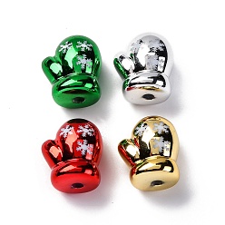 (52) Непрозрачная лаванда Рождественская тематика УФ-покрытие и напечатанные непрозрачные акриловые бусины, перчатка со снежинкой, разноцветные, 17.5x15.5x11 мм, отверстие : 2.5 мм