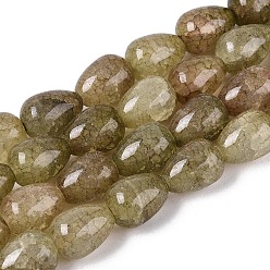 Темно-оливково-зеленый Выпечки нарисованные потрескивание стеклянные бусины пряди, слеза, темно-оливковый зеленый, 13~13.5x9.5~10 мм, отверстие : 1.2~1.4 мм, около 54~60 шт / нитка, 28.35~30.71 дюйм (72~78 см)