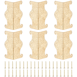 Oro Protectores de esquina de caja de latón, para decoración de muebles de joyero, Rectángulo, dorado, 55x26x26 mm