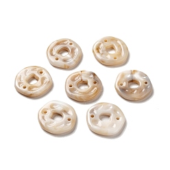 Tan Opaque Acrylic Connector Charms, Flat Round Links, Tan, 29~30x5mm, Hole: 2mm, about 170pcs/500g