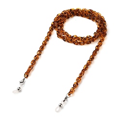 Marron Sablonneux Chaînes de lunettes, tour de cou pour lunettes, avec chaînes de câble en acrylique, 304 fermoirs à pince de homard en acier inoxydable et extrémités en caoutchouc, couleur inox, Sandy Brown, 31.50 pouce (80 cm)