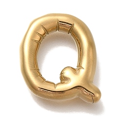 Letter Q Вакуумное покрытие pvd 304 подвески из нержавеющей стали, реальный 18 k позолоченный, буквенное очарование, Буква Q, 19x17x4.5 мм, отверстие : 2 мм