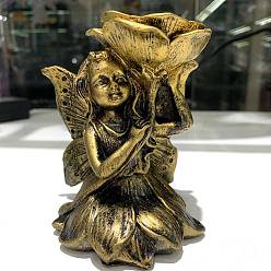 Золотистый Алиса фея смола скульптура пьедестал украшения, держатель хрустального шара, для домашнего офисного стола, золотые, 84x66x99 мм