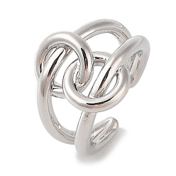 Платина Латунь манжеты кольца, без свинца и без кадмия, реальный 18 k позолоченный, платина, внутренний диаметр: 17.5 мм