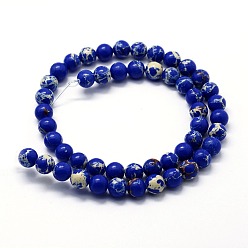 Medium Blue Synthetic Imperial Jasper Beads Strands, Dyed, Round, Medium Blue, 8mm, Hole: 0.8mm, about 47pcs/strand, 14.96 inch(38cm)