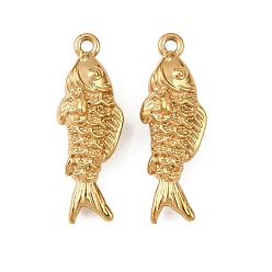 Fish 304 подвески из нержавеющей стали, ионное покрытие (ip), реальный 18 k позолоченный, рыба, 28x9.5x7.5 мм, отверстие : 1.5 мм