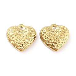 Golden 304 Stainless Steel Pendants, Textured Heart Charm, Golden, 16x16.5x5mm, Hole: 2mm