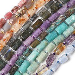 Смешанные камни Натуральные нити из родонита, хризоколлы, розового кварца, розового опала, лабрадорита, амазонита, лепидолита и ларимара., граненые, колонка, с бисером, 9.5~13x4.5~8x4~7.5 мм, отверстие : 0.8~1 мм, около 28~34 шт / нитка, 15.35~15.94'' (39~40.5 см)