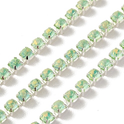 Хризолит Железо горный хрусталь чашка цепи, с катушкой, серебряные, хризолит, 3x3x2.5 мм, Около 10 ярдов / рулон