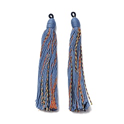 Васильковый Хлопковые подвески с кисточками, полиэстером, васильковый, 128~130x11~12 мм, отверстие : 2x3.5 мм
