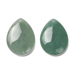 Зеленый Авантюрин Естественный зеленый авантюрин подвески, слезинки, 40~41x30~31x7~8 мм, отверстие : 1.5 мм