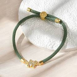 Letter M Регулируемые браслеты из нейлона, латунные микропаве кубические цирконии буквы подвески ювелирные изделия для женщин мужчин, стойки покрытие, долговечный, Буква М, 1/8 дюйм (0.3 см), внутренний диаметр: 2-5/8 дюйм (6.6 см)