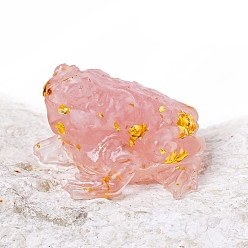 Розовый Кварц Натуральный розы украшения кварц дисплей, украшение для домашнего офиса из смолы, жаба, 66x60x35 мм