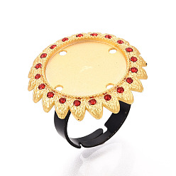 Золотой Основание-кольцо из сплава, железа и стразов с вращающимся подносом, изготовление колец с цветочной подкладкой для снятия тревожности, золотые, 27x27 мм, внутренний диаметр: 17 мм, Размер лотка: 18 мм