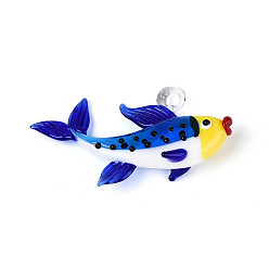 Синий Большие подвески, лэмпворк, ручная работа , рыбы прелести, синие, 41~42x65~71x16.5~17.5 мм, отверстие : 5~6x4.5 мм