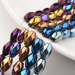 (52) Непрозрачная лаванда Гальванизировать немагнитных синтетический гематит бисер пряди, витых овальных, разноцветные, 12x8~9 мм, отверстие : 1 мм, около 33 шт / нитка, 15.7 дюйм