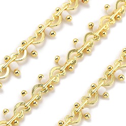 Белый Стеклянные звенья цепи, с медными цепями, долговечный, без свинца и без кадмия, стойки покрытие, реальный 18 k позолоченный, пайки, с катушкой, белые, 4x5x0.5 мм