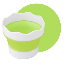 Зелено-Желтый Силиконовые портативные выдвижные ведра, ванна с кистью, очиститель малярных кистей, тазик с акварельными красками, зеленый желтый, 9.7x7.2x8 см