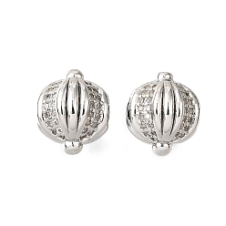 Платина Латунные микро проложить кубического циркония бусы, без кадмия, без никеля и без свинца, круглые, платина, 9x11 мм, отверстие : 3 мм