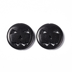 Черный Синтетических нитей бирюзовые бусы, окрашенные, тыква тыква джек о фонарь джек о фонарь, чёрные, 30x6 мм, Отверстие : 1 мм, около 13 шт / нитка, 165 шт / кг