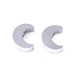 Stainless Steel Color Non-Tarnish 304 Stainless Steel Beads, Moon, Stainless Steel Color, 8x6x3mm, Hole: 1.8mm