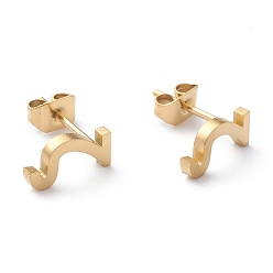 Letter Z Ионное покрытие (ip) 304 серьги-гвоздики из нержавеющей стали, с уха орехов, ручная полировка, греческий алфавит, letter.z, 10x5x1 мм, штифты : 0.7 мм