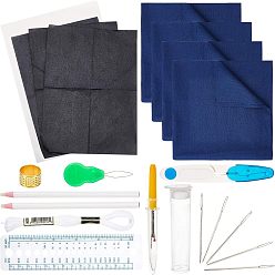 Mixed Color DIY Embroidery Kit, with Polycotton Threads, Iron Seam Rippers & Tapestry Needles & Sewing Tools, Plastic Rulers & Tube Containers, Linen Fabric, Wax Tailor Chalk Pens, Transfer Paper, Scissors, Mixed Color, 46x16x3mm