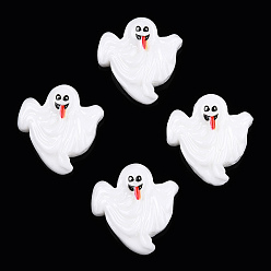 White Halloween Opaque Resin Cabochons, Ghost, White, 20.5x19x5mm