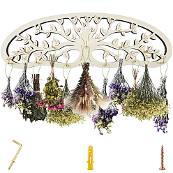 Мокасин Деревянная настенная подставка для сухих цветов, овальной формы с деревом жизни рисунком, мокасин, 125x382x12 мм