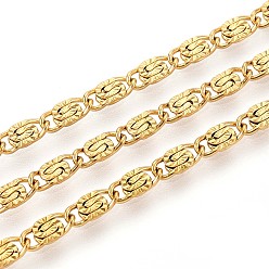 Настоящее золото 18K 304 из нержавеющей стали lumachina цепи, пайки, с катушкой, ионное покрытие (ip), реальный 18 k позолоченный, 6.5x3x1 мм, около 32.81 футов (10 м) / рулон