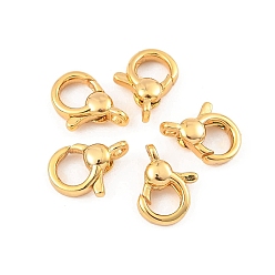 Chapado en Oro Real 18K Cierres de pinza de langosta de latón Shegrace, sin cadmio y níque y plomo, larga duración plateado, real 18 k chapado en oro, 9.5x7x3 mm, agujero: 1.2 mm