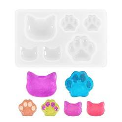 White Silicone Molds, Resin Casting Moulds, Jewelry Making DIY Tool For UV Resin, Epoxy Resin Jewelry Making, Cat & Bear Paw, White, 77x47x8mm, Inner Size: 14~25mm