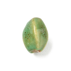 Oval Cuentas de porcelana vintage hechas a mano, fantasía antigua porcelana esmaltada, verde oliva, oval, 16x9.5x9.5 mm, agujero: 2.5 mm
