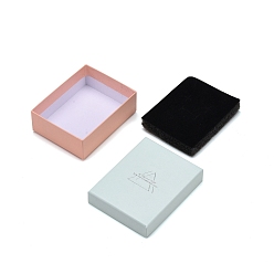 Pale Turquoise Cardboard Jewelry Boxes, with Black Sponge Mat, for Jewelry Gift Packaging, Rectangle with Word, Pale Turquoise, 9.3x7.3x3.25cm