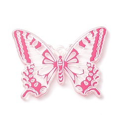 Светло-Вишневый Печатные акриловые подвески, очарование бабочки, светло-вишневый, 32.5x45x2.5 мм, отверстие : 2x1.5 мм