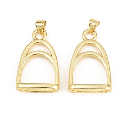 Настоящее золото 18K Латунные подвески, долговечный, без кадмия, без никеля и без свинца, стремя прелести, реальный 18 k позолоченный, 25x17x7 мм, отверстие : 4 мм