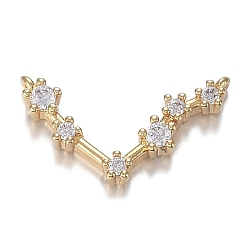 Весы Кулоны из латуни с прозрачным фианитом, долговечный, реальный 18 k позолоченный, созвездий, прозрачные, Весы, 9.5x17x2.5 мм, отверстие : 0.7 мм